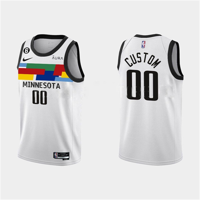 Men's Minnesota Timberwolves Active Player custom White 2022/23 City Edition With NO.6 Patch Stitched NBA Jersey